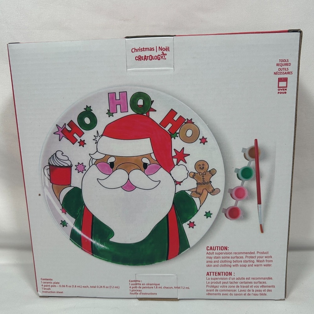 Ceramic Santa Plate Craft Kit Christmas Painting Paints Brushes Art Michaels Hat - Picture 2 of 4